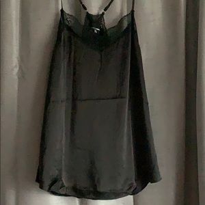 Black silk and lace tank top